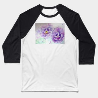 Purple Pansy Flower Watercolor Baseball T-Shirt